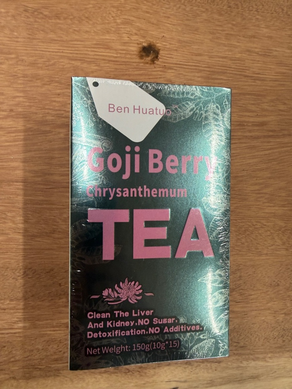 Ben Huatuo Goji Berry Chrysanthemum Tea - Pink on Teal Box - Picture 1 of 1